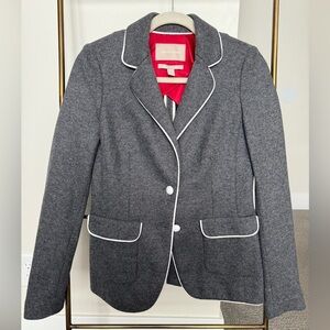 Banana Republic Women’s Gray Wool Blazer with White Trim